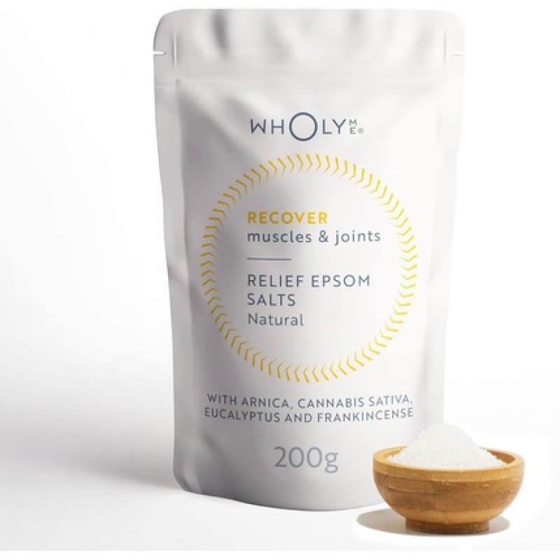 WholyMe Epsom Salt Bath Salts Natural Bath Soak for Muscle & Joint Recovery with Arnica, Frankincense, Eucalyptus
