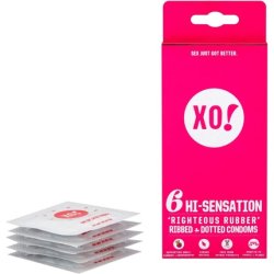 XO! Hi-Sensation Ribbed and Dotted Eco Friendly Condoms - Pack of 6
