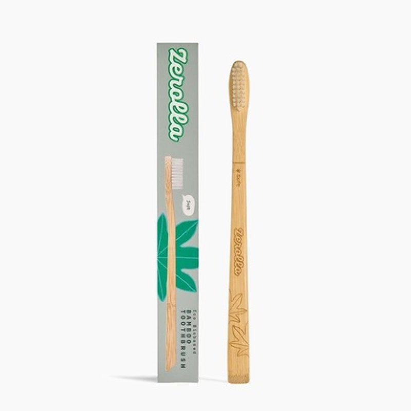 Zerolla Eco Biobased Bamboo Toothbrush Soft Bristles BPA-Free Bionylon from Castor Oil Zero Waste & Plastic-Free Manual