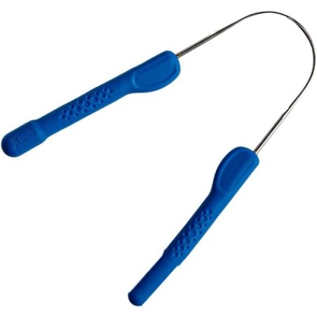 JiBee Tongue Cleaner Scraper by MyMouth Stainless Steel with Silicone Handle Fight Bad Breath Sky Blue