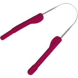 JiBee Tongue Cleaner Scraper by MyMouth Stainless Steel with Silicone Handle - Cerise