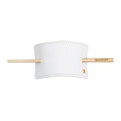 Balamin Hair Barrette In White Nappa And 14k Gold Barrette