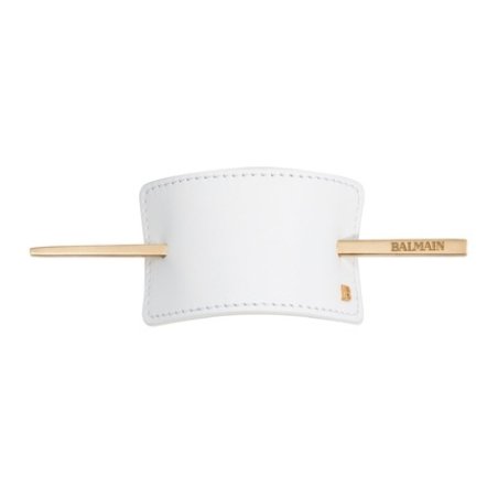 Balamin Hair Barrette In White Nappa And 14k Gold Barrette