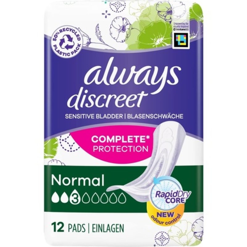 Always Discreet Incontinence Pads Normal 12 Pads