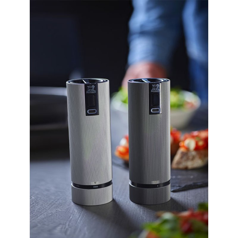 Peugeot Line Electric Salt & pepper grinder set Grey