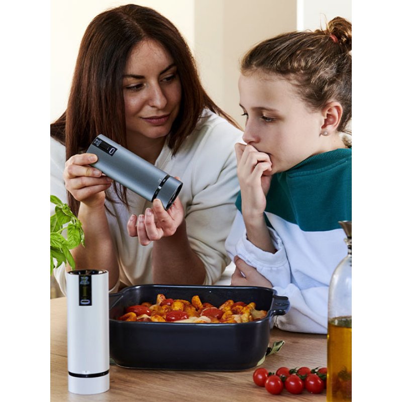 Peugeot Line Electric Salt & pepper grinder set Grey