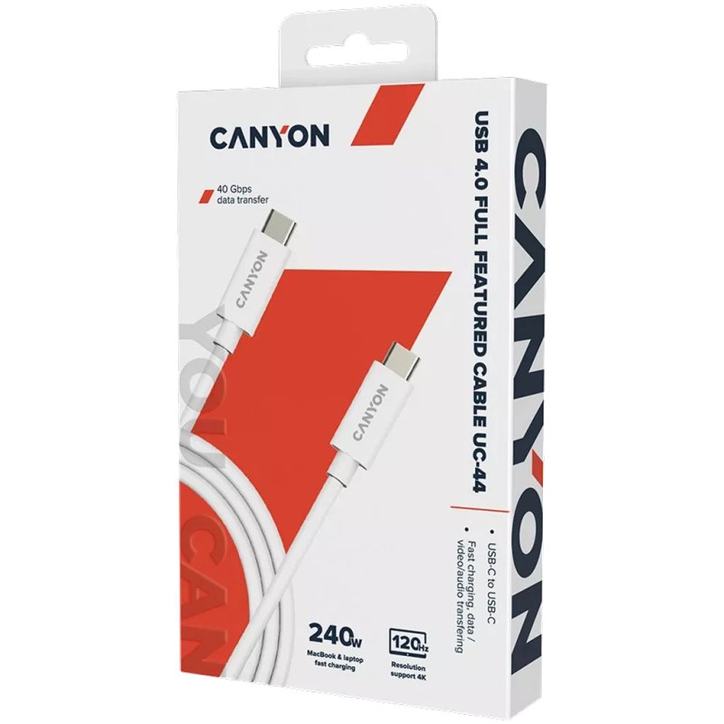 Canyon CNS-USBC44W USB cable 1 m USB C 40 Gbit/s 240 W White