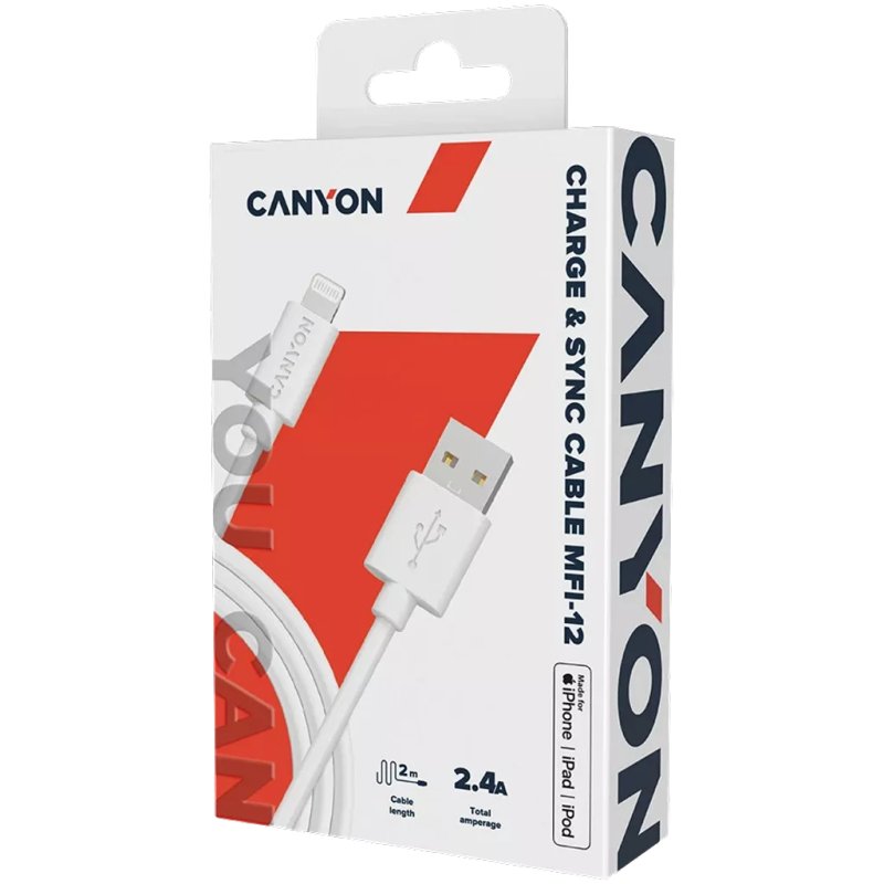 Canyon CNS-MFIC12W lightning cable 2 m White