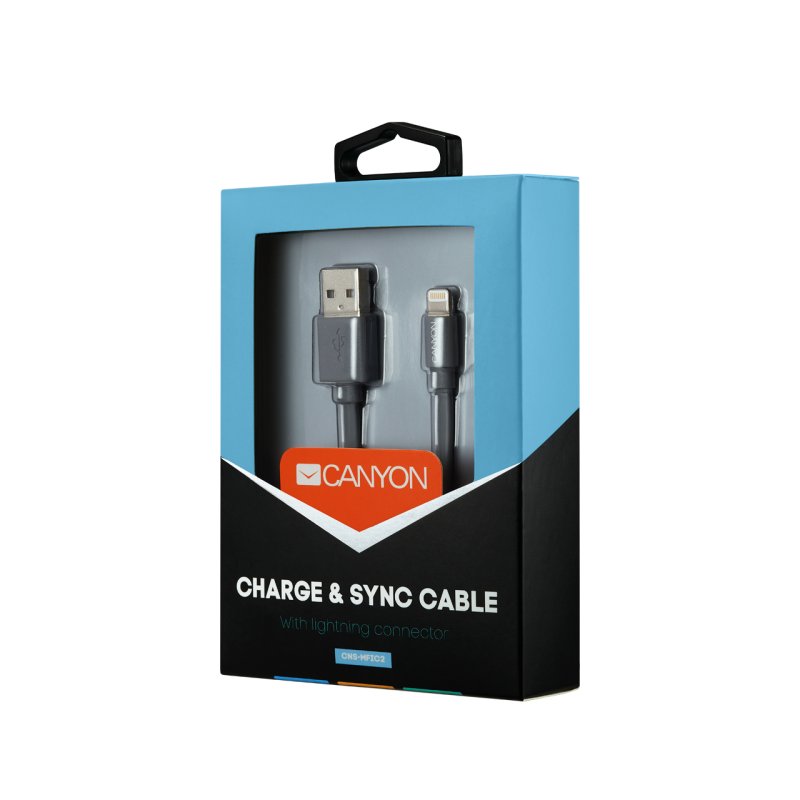 CANYON cable MFI-2 Lightning 12W 1m Dark Grey