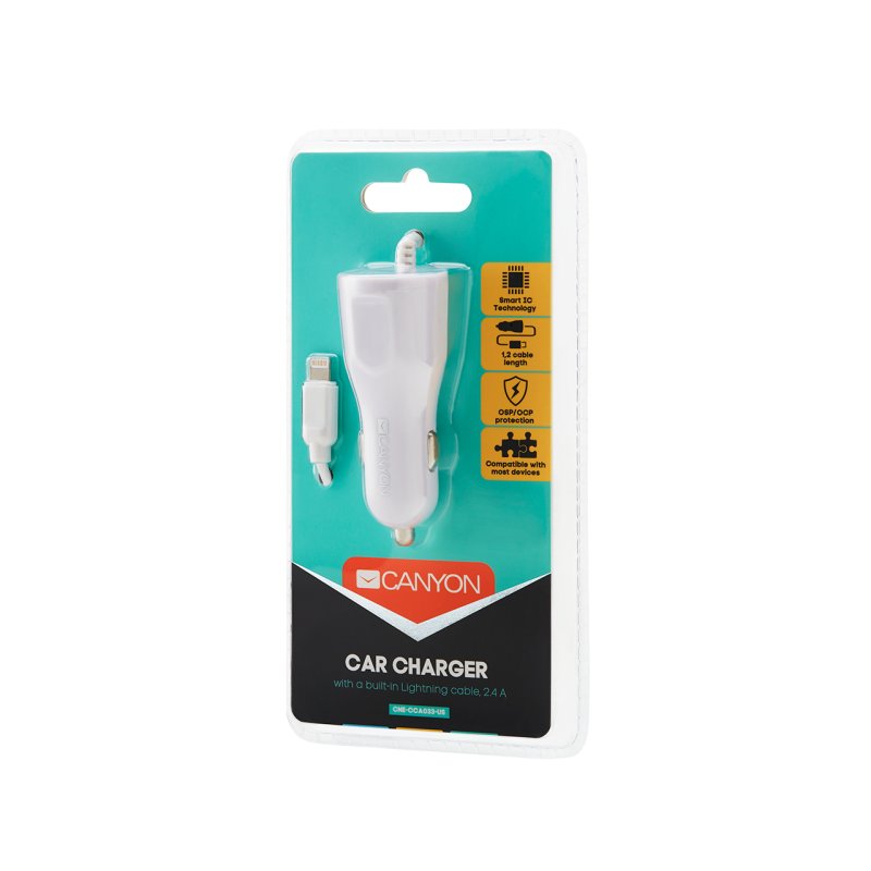 Canyon CNE-CCA033W chargeur d'appareils mobiles Smartphone, Tablette Blanc Lightning, USB Charge rapide Auto