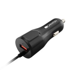 CANYON car charger C-033 2.4A/USB-A built-in Lightning Black