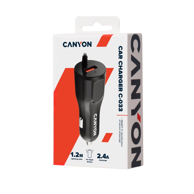 Canyon CNE-CCA033 Smartphone, Tablet Black Lightning, USB Fast charging Auto