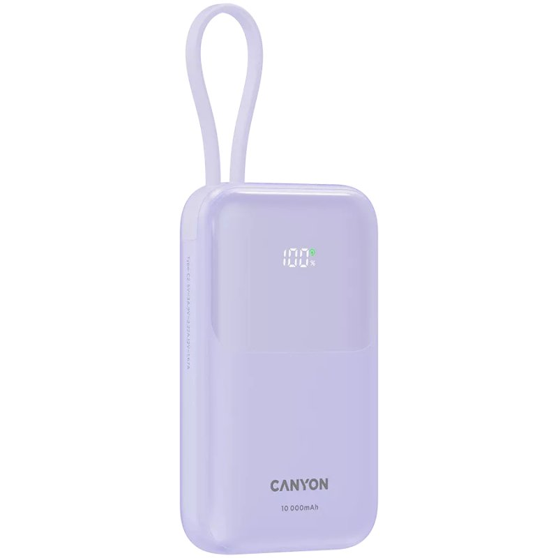 Canyon power bank OnPower 101 built-in cable 10000 mAh PD22.5W Purple