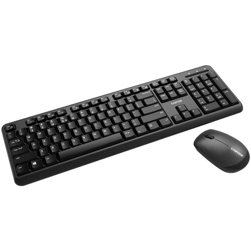 Canyon SET-W20 clavier Souris incluse maison/bureau RF sans fil QWERTY Russe Noir