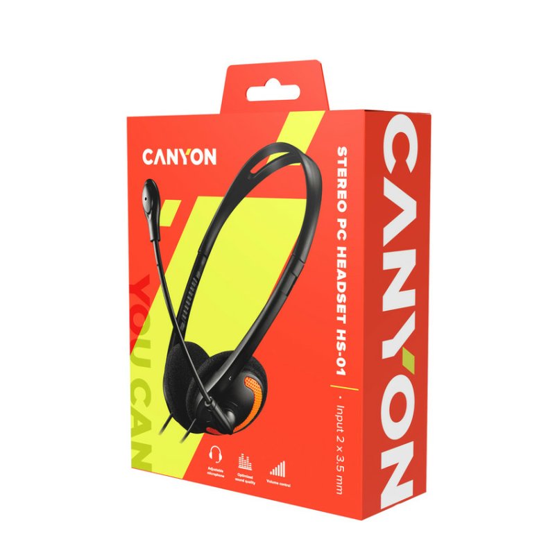 Canyon CNS-CHS01BO casque Avec fil Arceau Gaming Noir, Orange