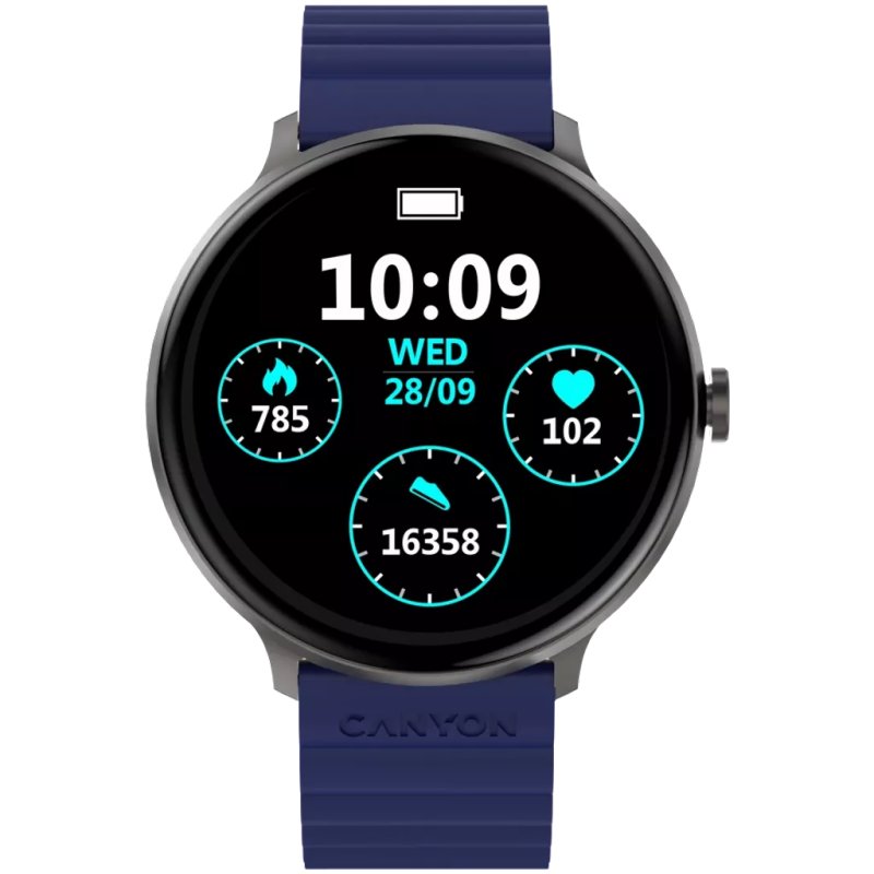 Canyon CNS-SW69BL smartwatche et montre de sport 3,3 cm (1.3") 44 mm Numérique 360 x 360 pixels Écran tactile Noir