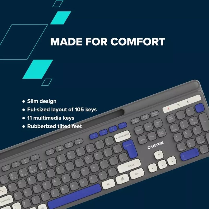 CANYON HSET-W5 EN Keyboard Mouse AAA AA Wireless White