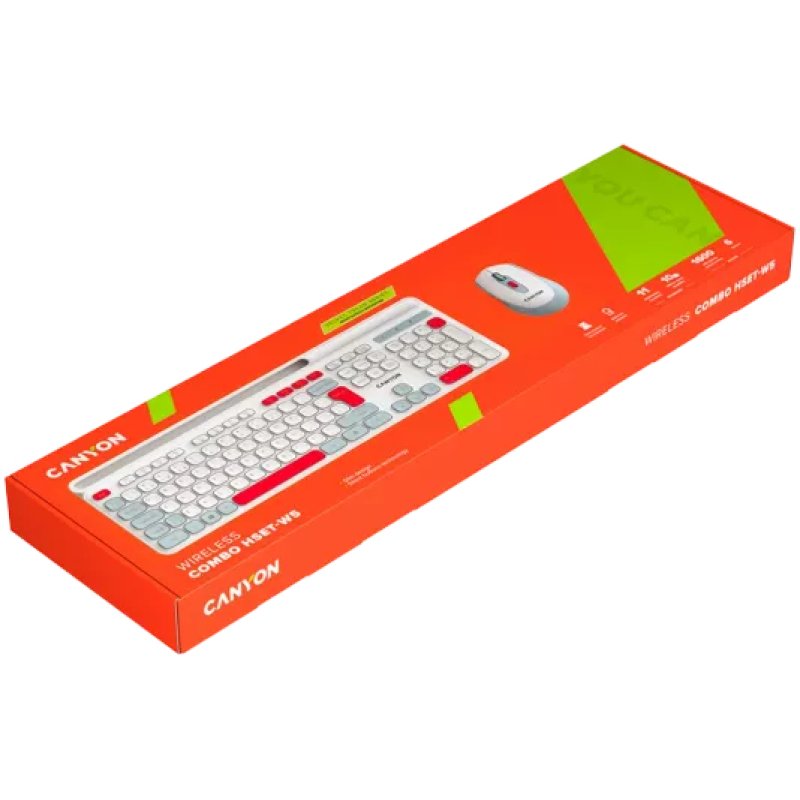 CANYON HSET-W5 EN Keyboard Mouse AAA AA Wireless White