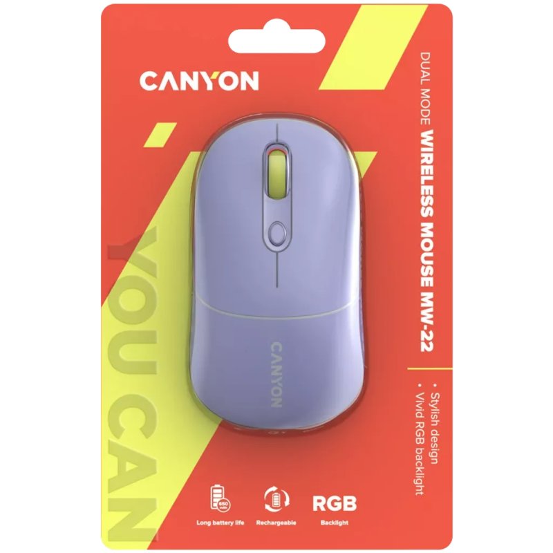CANYON mouse MW-22 2in1 BT/ Wireless Lavender