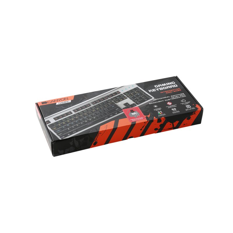 CANYON Interceptor GK-8 wired multimedia gaming keyboard with lighting effect EN double injection layout dark grey