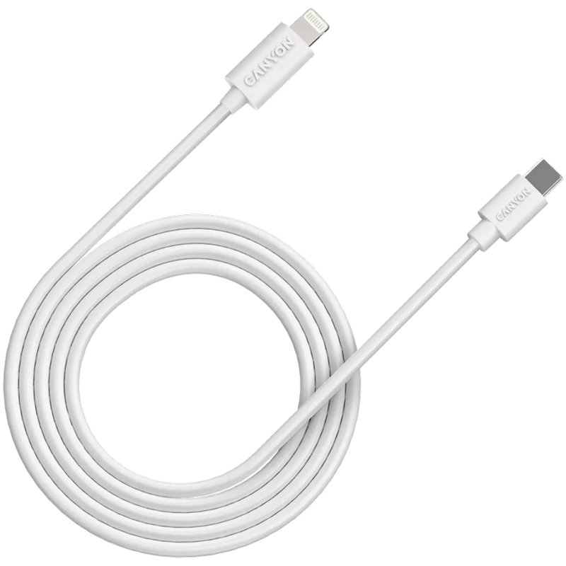 CANYON ?FI-12, cable Type C to lightning ,5V3A, 9V2.22A ,PD20W, power cord white