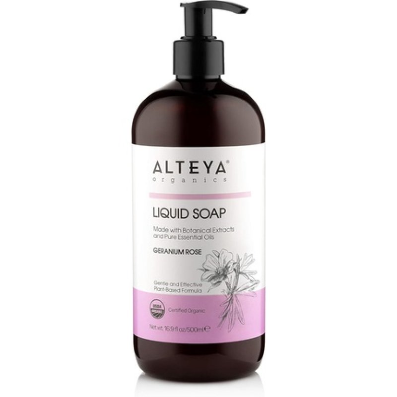 Alteya Liquid Soap Geranium Rose USDA Certified Organic Body Cleanser 500ml