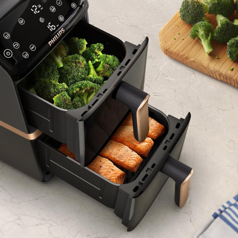Philips 4000 series NA462/80 fryer Double 10 L Stand-alone 2750 W Hot air fryer Black Gold Grey