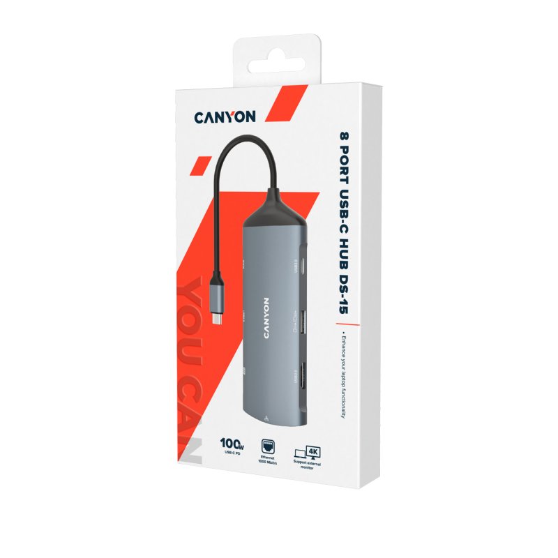 Canyon DS-15 USB 3.2 Gen 1 (3.1 Gen 1) Type-C Grey