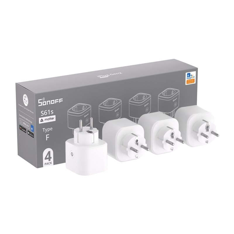 SONOFF S61s Matter External Plug via Wi-Fi, 4-Pack