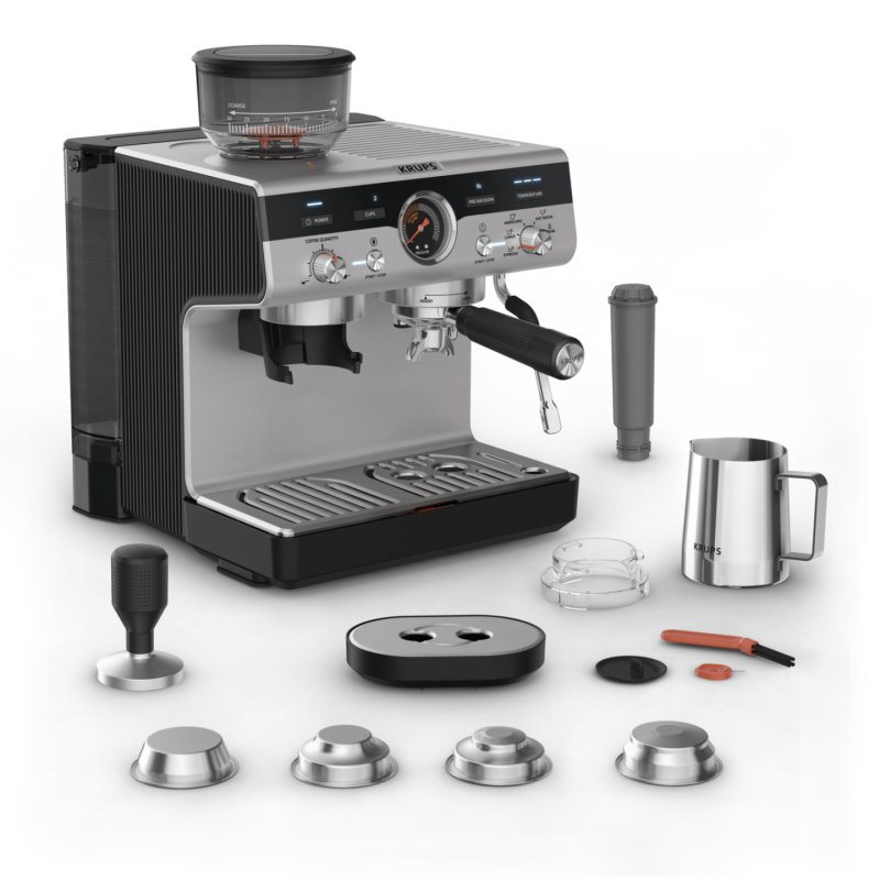 Precision Siebträgermaschine XP801T, Espressomaschine - Black - Edelstahl
