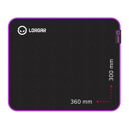 Lorgar Main 313, Gaming mouse pad, High-speed surface, Purple anti-slip rubber base, size: 360mm x 300mm x 3mm, weight