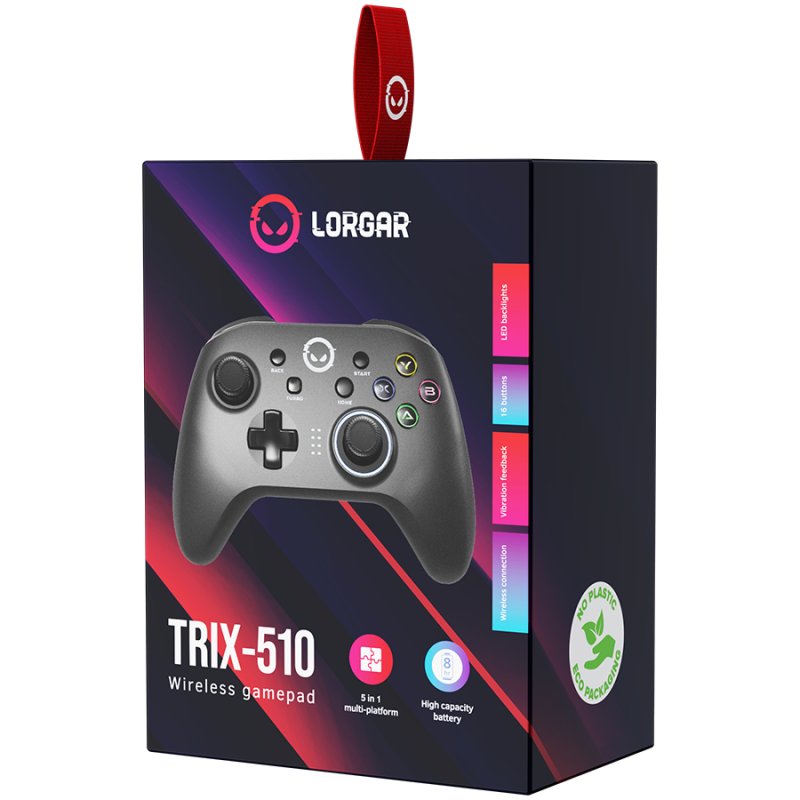 LORGAR TRIX-510 Gaming controller black, BT5.0 black