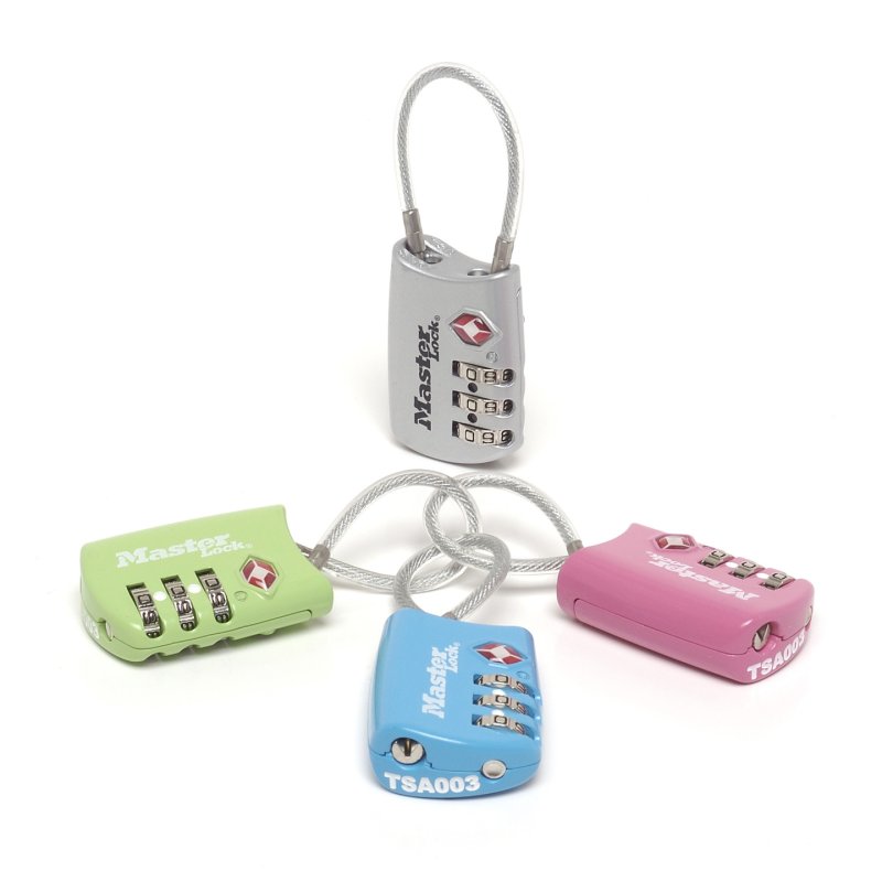 MASTER LOCK 30mm wide set-your-own combination tsa-accepted luggage padlock with flexible shackle, assorted colours