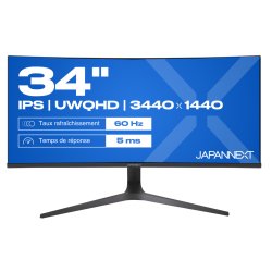 JAPANNEXT JN-IPS340UWQHD60C-C65W-HS-W computer monitor 86.4 cm (34") 3440 x 1440 pixels UltraWide Quad HD LCD Black