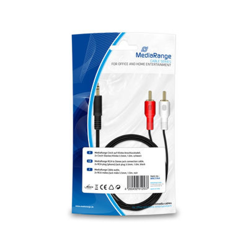 MediaRange MRCS164 câble audio 1 m 2 x RCA 3,5mm Noir