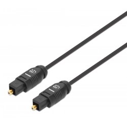 MANHATTAN Toslink Digitales Optisches Audiokabel 2 x Toslink S/PDIF-Stecker 1m vergoldete Kontakte schwarz