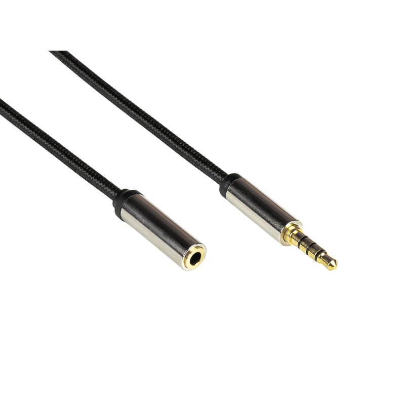 Python Audiokabel 4-pol. Klinkenst. an Buchse schwarz 1m