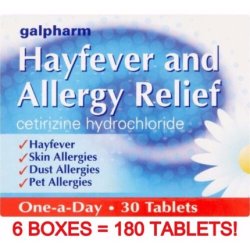 180 Hayfever and Allergy Relief Tablets Cetirizine Hydrochloride for Skin and Dust