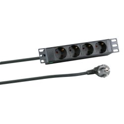 10" 1HE Steckdosenleiste 4xCEE 7/3 ohne Schalter,Alu,sw