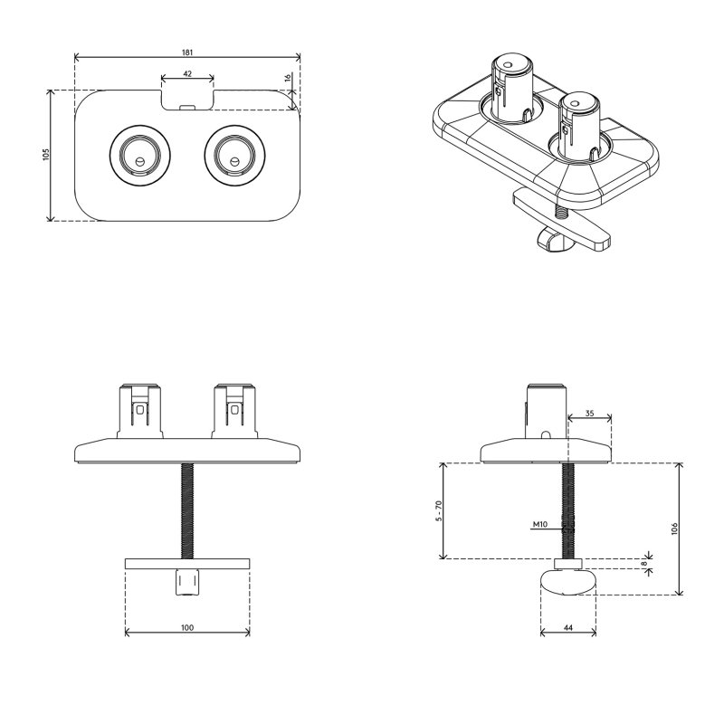 Dataflex 65.820 accessoire de montage de moniteurs