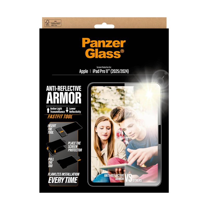 PanzerGlass Anti-Reflective Armor Screen Protector iPad Pro 11" (2024-2025) | Ultra-Wide Fit w. FASTFIT TOOL