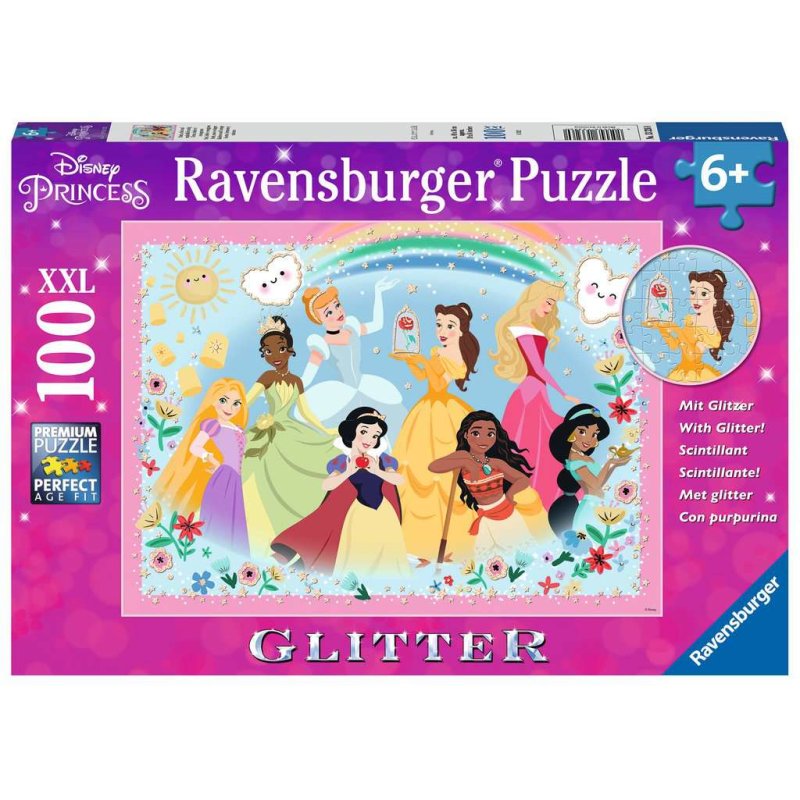 Ravensburger Puzzle 100 p XXL - Fortes, belles et courageuses / Disney Princesses (Collection Paillettes)