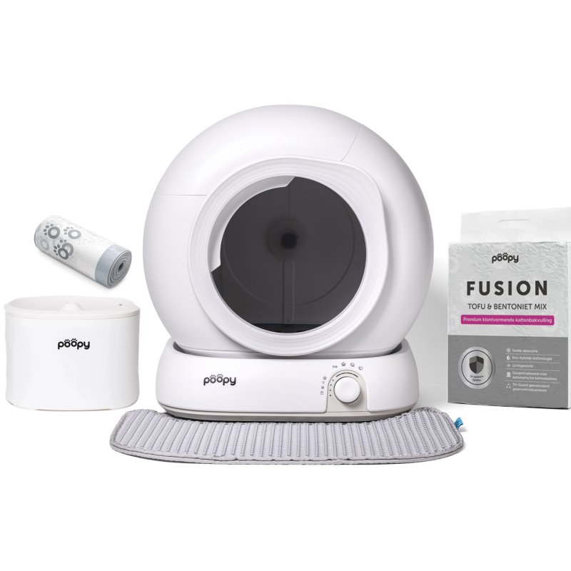 Poopy Nova Pro - Automatic Self-Cleaning Litter Box - Polar White - All you need to get started