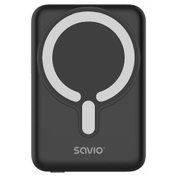 Savio BA-12 banque d'alimentation électrique Lithium Polymère (LiPo) 10000 mAh Recharge sans fil Noir