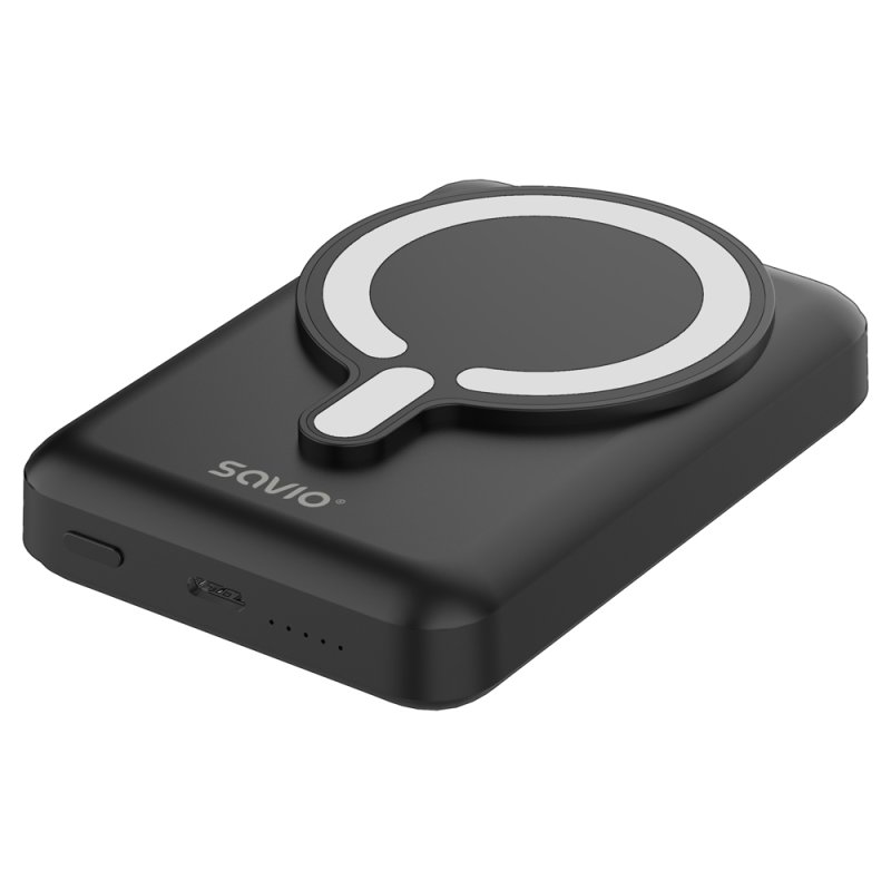 Savio BA-12 banque d'alimentation électrique Lithium Polymère (LiPo) 10000 mAh Recharge sans fil Noir