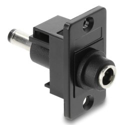DeLOCK Panel Mount DC 5.5 x 2.1 mm female to DC 5.5 x 2.1 mm male black