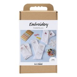 DIY Kit - Craft Kit Embroidery, socks, white, 1 pack (9772641)