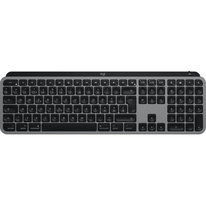 Logitech MX Keys S for Mac clavier Bureau RF sans fil Bluetooth QWERTZ Suisse Aluminium, Noir