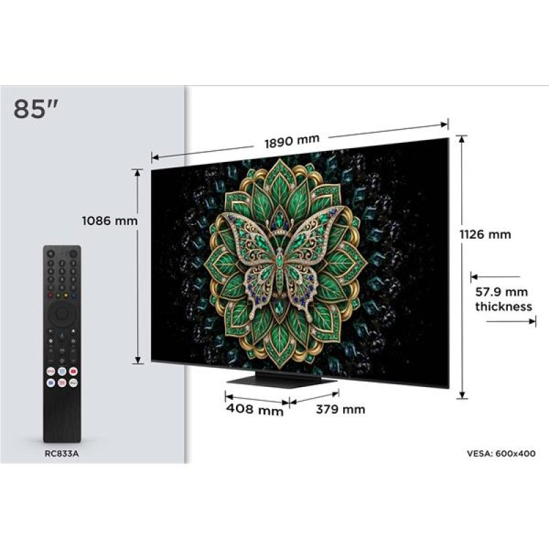 TCL C6K Pro 85C6K Pro 2.16 m (85") 4K Ultra HD Smart TV Wi-Fi Black 1000 cd/m²