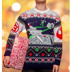 Star Wars Christmas Sweater X-Wing v TIE Fighter Size S